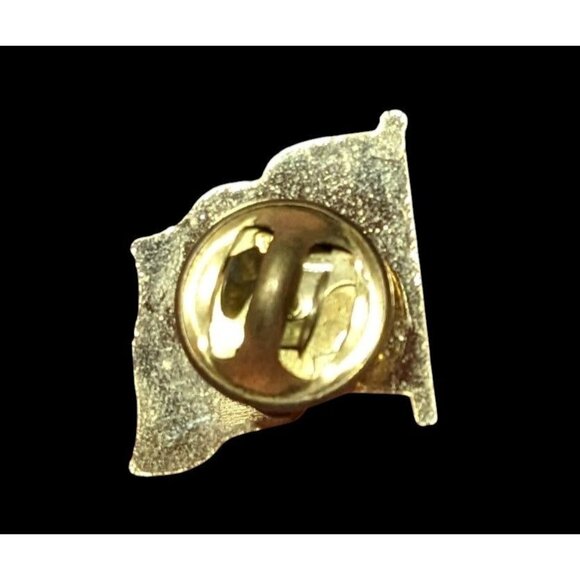 Patriotic Red White And Blue Enamel On Gold Tone Metal United States Flag Lapel - Picture 2 of 4